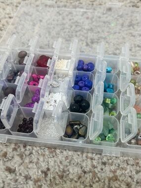 Clear Multi-Compartment Bead Storage Organizers with Glass and stone beads
